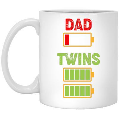 Dad Of Twins, Father's Day Gift, Dad Out Of Battery White Mug