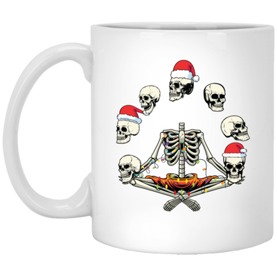 Happy Halloween, Funny Halloween, Skeleton Play With Skulls, Merry Christmas, Trendy Christmas White Mug