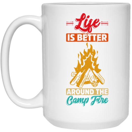 Vintage Campaign, Campfire, Life Is Better Around The Campfire White Mug