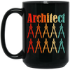 Architecture Student, Architect Compass Retro, Love Math, Love Compass Black Mug