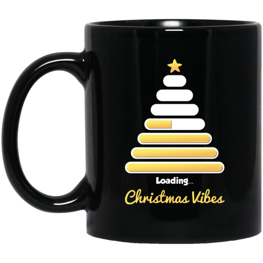 Christmas Tree, Golden Xmas Tree, Loading Xmas Tree, Merry Christmas, Trendy Chrismas Black Mug