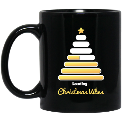 Christmas Tree, Golden Xmas Tree, Loading Xmas Tree, Merry Christmas, Trendy Chrismas Black Mug