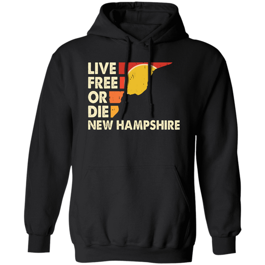 Live Free Or Die, New Hampshire State, Retro New Hampshire Pullover Hoodie