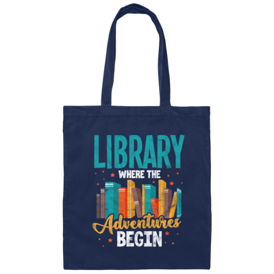 Library Where The Adventures Begin, Love To Adventure Canvas Tote Bag