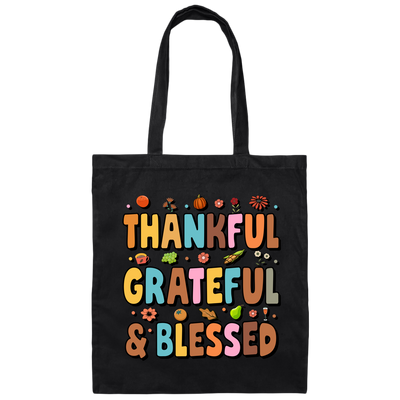Groovy Thankful, Groovy Grateful, Blessed, Thanksgiving Canvas Tote Bag