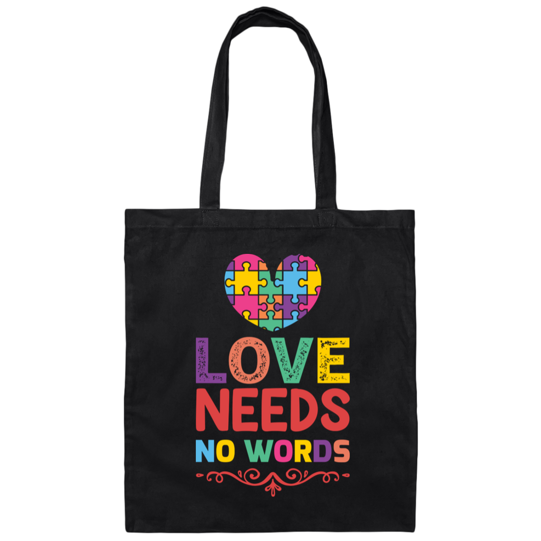 Love Needs No Words, Love Puzzle, My Love Canvas Tote Bag