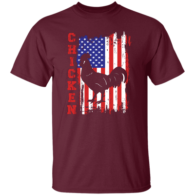 Chicken Silhouette, American Chicken, American Flag Unisex T-Shirt