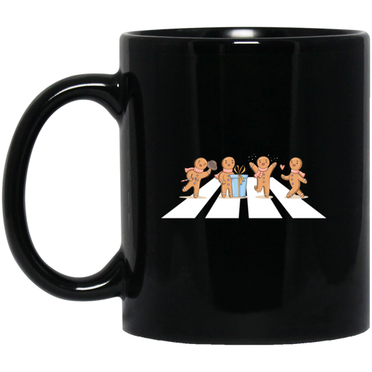 Gingerbread Xmas, Gingerbread Cross The Road, Cross On A Street Black Mug