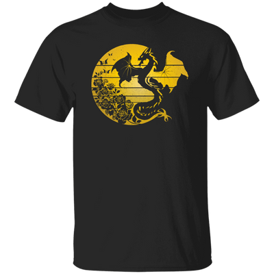 Dragon Flowers Vintage, Gold Dragon, Love Dragon, Flower In Circle Unisex T-Shirt