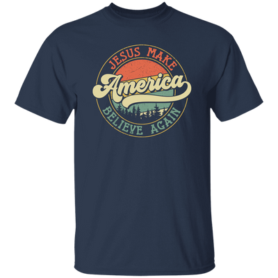 Jesus Make America Believe Again, Retro America Unisex T-Shirt