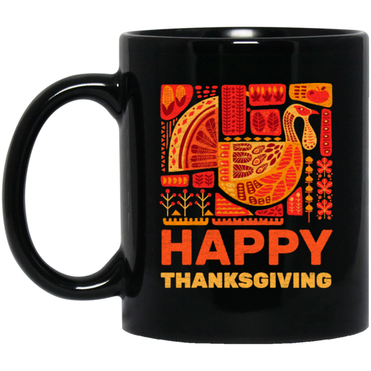 Give Thanks, Happy Thanksgiving Day, Love Thanksgiving, Best Retro Black Mug