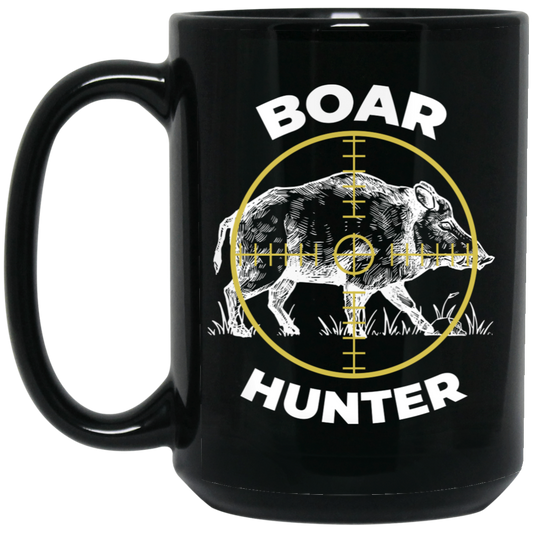 Boar Hunter, Wild Animal Hunter, Boar Lover, Retro Boar Black Mug