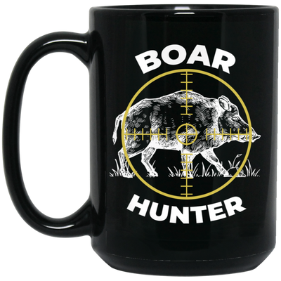 Boar Hunter, Wild Animal Hunter, Boar Lover, Retro Boar Black Mug