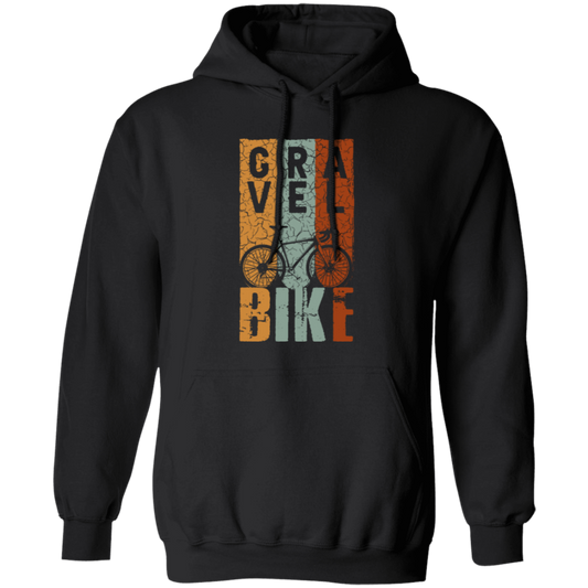 Vintage Gravelbike Mountain, Three Color Retro Bicycle, Gravel Bike Pullover Hoodie