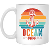 Ocean Papa, Retro Papa, Retro Ocean, Retro Anchor White Mug