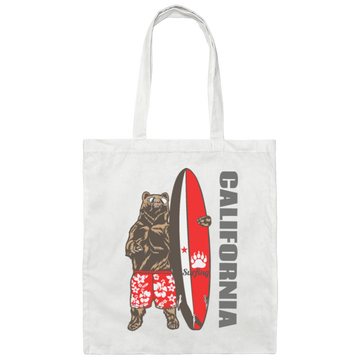California Bear, Surfboard California, Love California, Surfboard Canvas Tote Bag