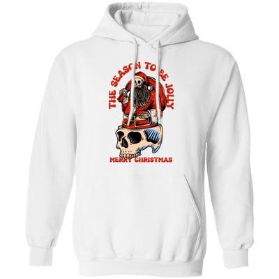 The Season To Be Jolly, Merry Christmas, Santa Skeleton Pullover Hoodie