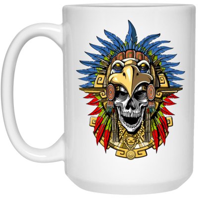 Aztec Skull, Eagle Warrior Mask Native, Mexican Love Gift, Best Warrior White Mug