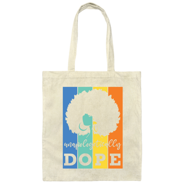 Black Hair Unapologetically Dope Retro Messy Bun Gift Canvas Tote Bag