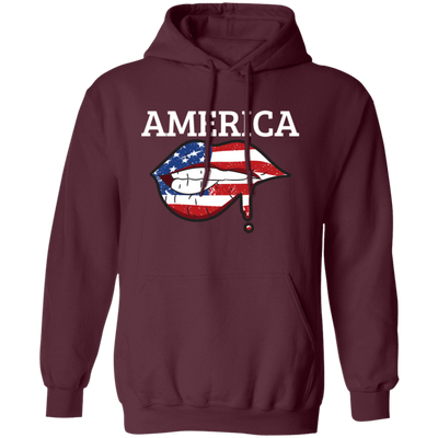 America Flag, USA Flag Lip, Sexy America, July 4th Gift, Best American Pullover Hoodie