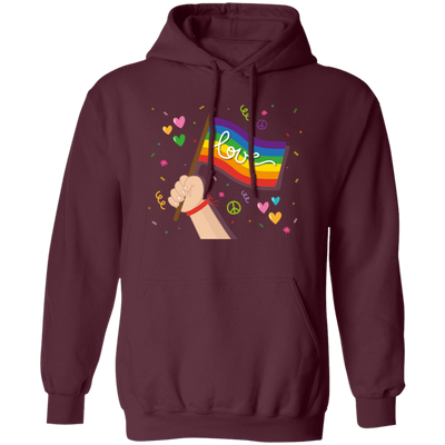 Pride Month, LGBT Gifts, LGBT Flag, Love And Peace Pullover Hoodie