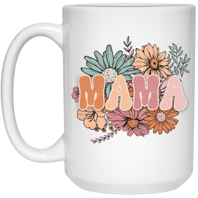 Mama Flowers Gift, Retro Flower, Vintage Flower For Mother's Day White Mug