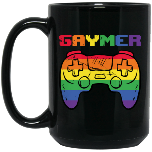 Gaymer Rainbow, Gamer Love Gift, Gaming LGBT Design, Best Gaymer Black Mug