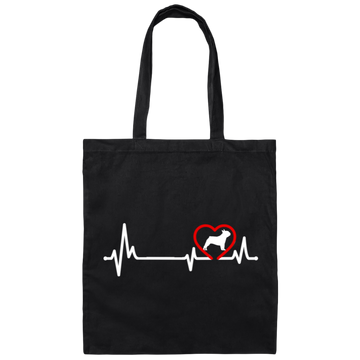 French Dog, Bull Dog Heartbeat, Dog In My Heart, Retro Heartbeat Canvas Tote Bag