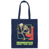 Skeleton Sitting On The Toilet, Inspiration Doesn't Come Easily Canvas Tote Bag