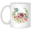 Hummingbird With Flower, Love Hummingbird, Beautiful Flowers White Mug