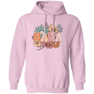 Mama Flowers Gift, Retro Flower, Vintage Flower For Mother's Day Pullover Hoodie