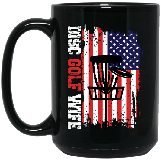 Disc Golf Wife, American Disc Golf, Disc Golf Game Black Mug