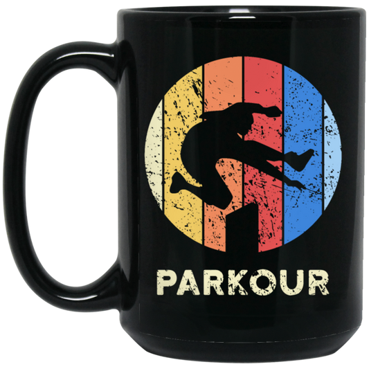 Cool Parkour, Freerunning Skirter Motif, Great Gift For Parkour, Freerunners Vintage Black Mug