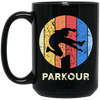 Cool Parkour, Freerunning Skirter Motif, Great Gift For Parkour, Freerunners Vintage Black Mug