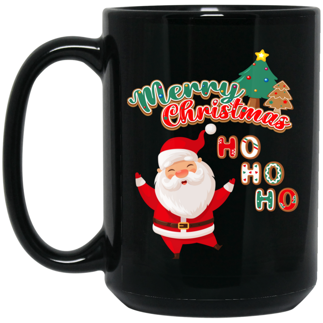 Merry Christmas, Ho Ho Ho, Love Christmas Black Mug