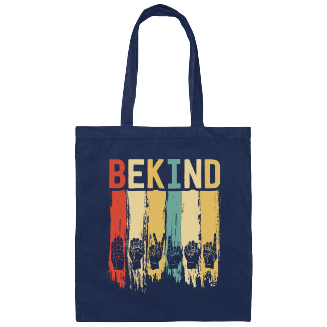 Retro Be Kind Sign Language, For Men Deaf Canvas Tote Bag