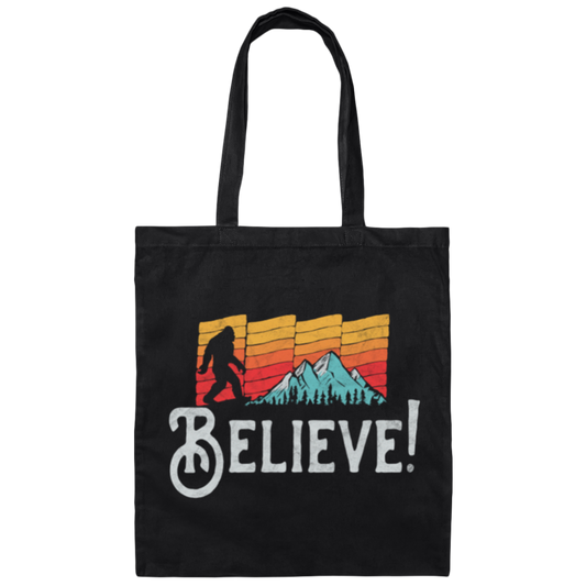 Retro Bigfoot, Believe Bigfoot Sasquatch, Retro Bigfoot Love Gift Canvas Tote Bag