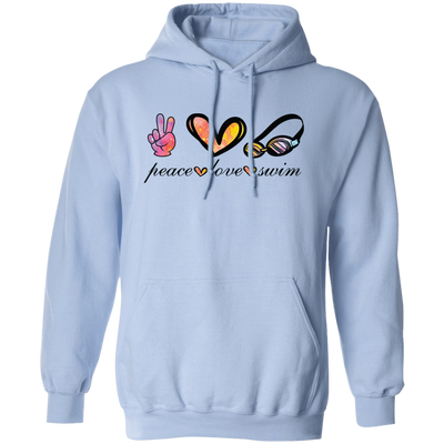 Peace Love Swim, Swimmer Gift, Swimming Lover Pullover Hoodie