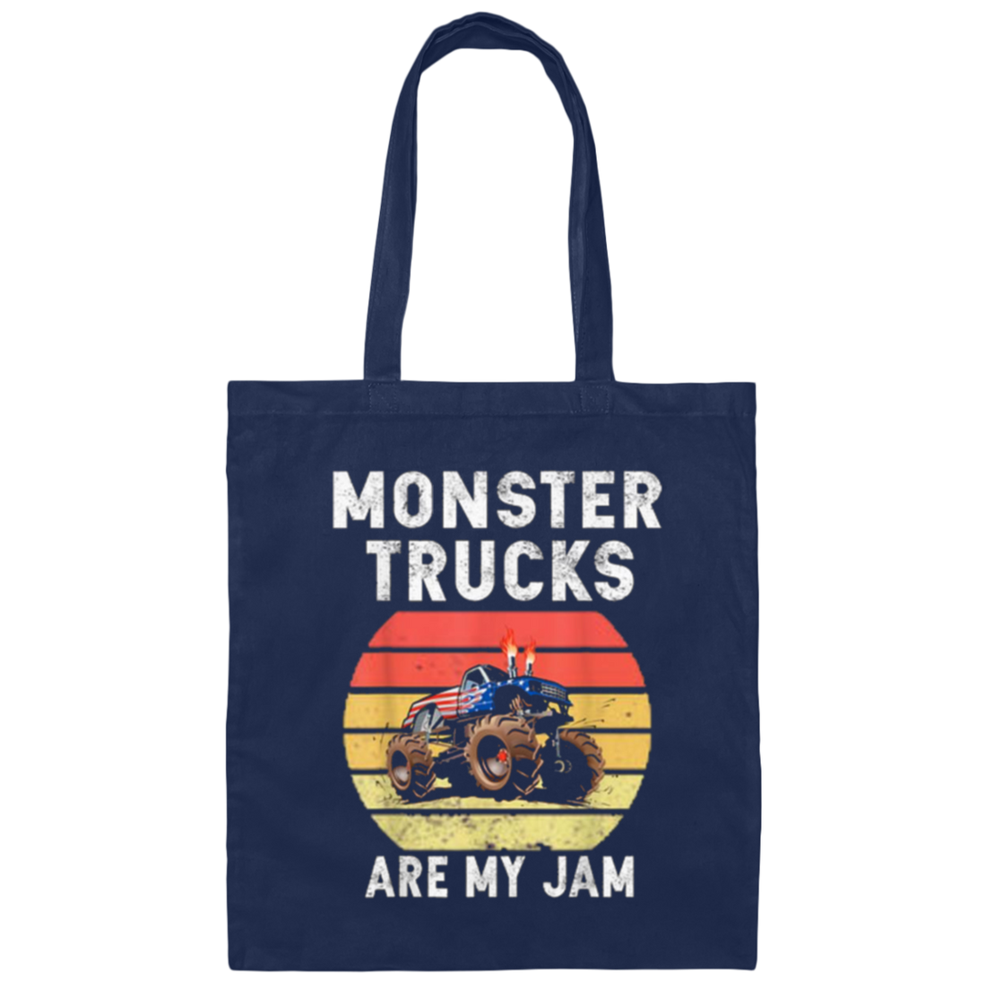 Vintage Monster Truck Are My Jam Retro Sunset Cool Canvas Tote Bag