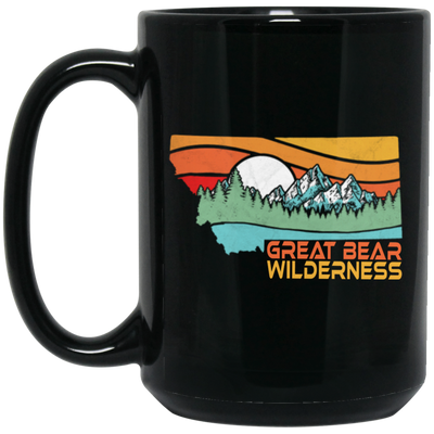 Great Bear, Montana Outdoors, Retro Mountains, Great Bear Wilderness Black Mug