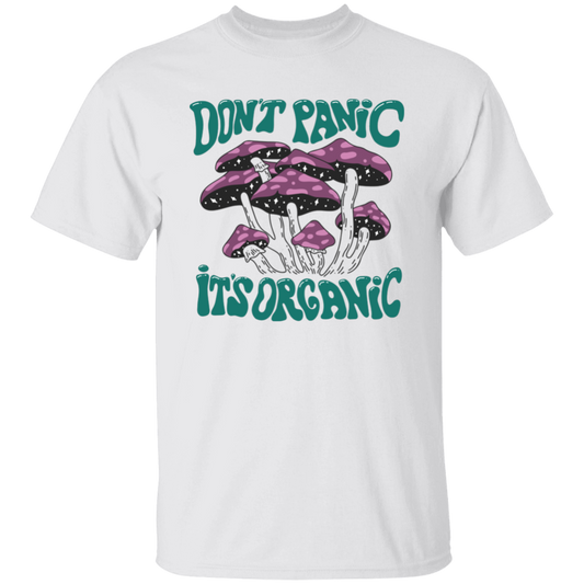 Don't Panic, It's Organic, Mushroom Bushes, Purple Mushrom Unisex T-Shirt