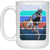 Mountain Bike Gift, Downhill Extrem Sport, Adrenalin Love Gift, Retro White Mug