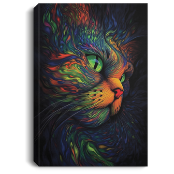 Hyperdetailed Cat, Cat Have A Large Green Eyes, Cat Psychedelic Art Canvas
