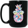 Watercolor Pineapple, Heart Sunglasses, Summer Vibes, Xmas Vibe Black Mug