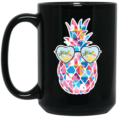 Watercolor Pineapple, Heart Sunglasses, Summer Vibes, Xmas Vibe Black Mug