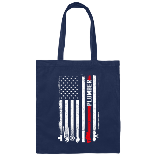 Plumber Gift Lover American Flag My Plumber Canvas Tote Bag