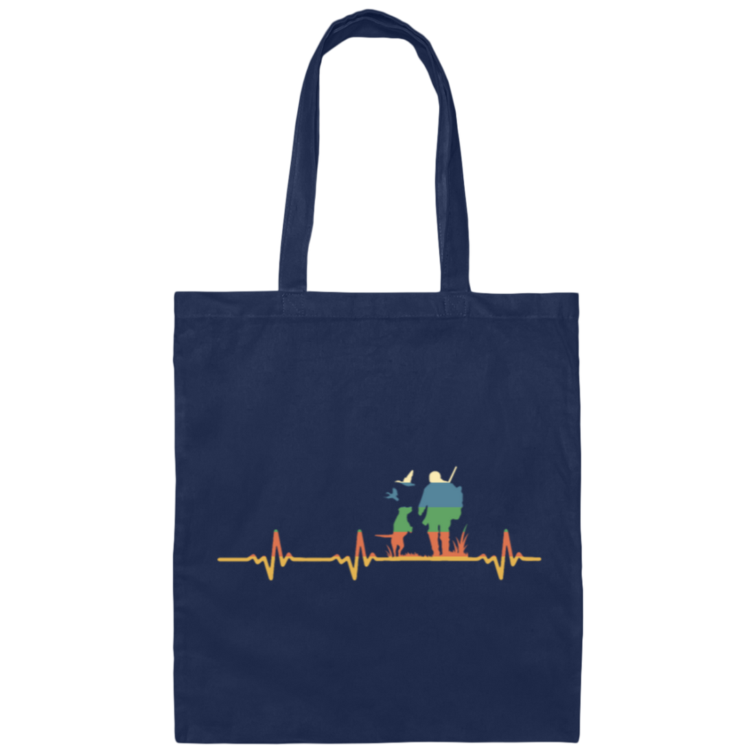 Retro Hunter with dog heartbeat gift idea birthay Canvas Tote Bag
