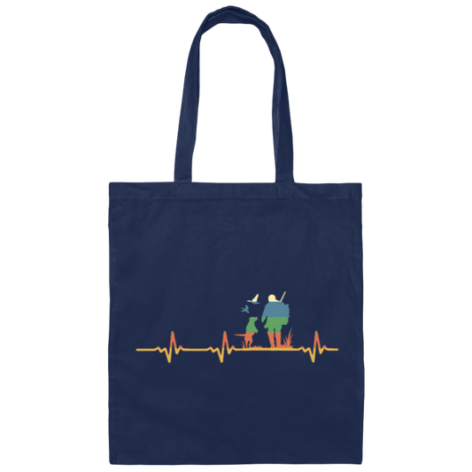 Retro Hunter with dog heartbeat gift idea birthay Canvas Tote Bag