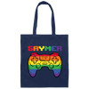 Gaymer Rainbow, Gamer Love Gift, Gaming LGBT Design, Best Gaymer Canvas Tote Bag