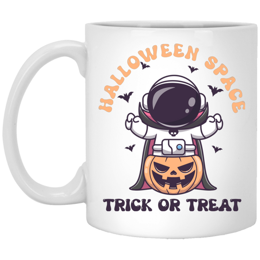 Halloween Space, Trick Or Treat, Horror Astronaut White Mug